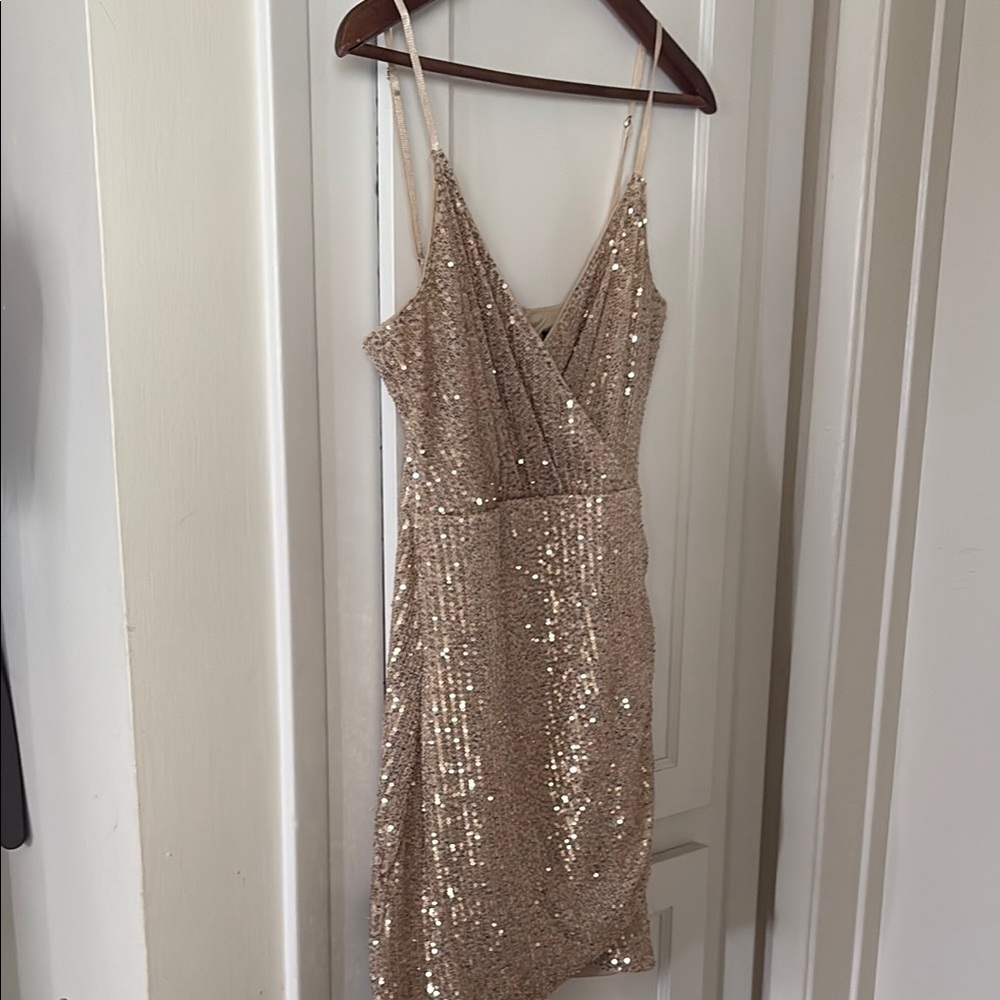 Sparkling Gold Sequin Mini Dress